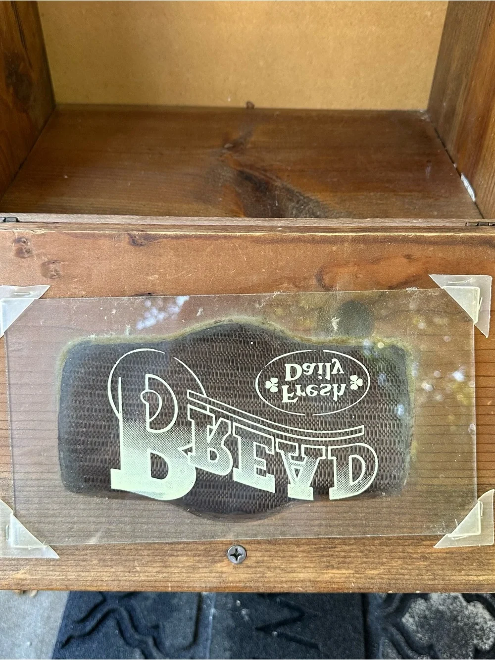Vintage Wood Bread Box Glass Door Farmhouse Cottagecore Kitchen